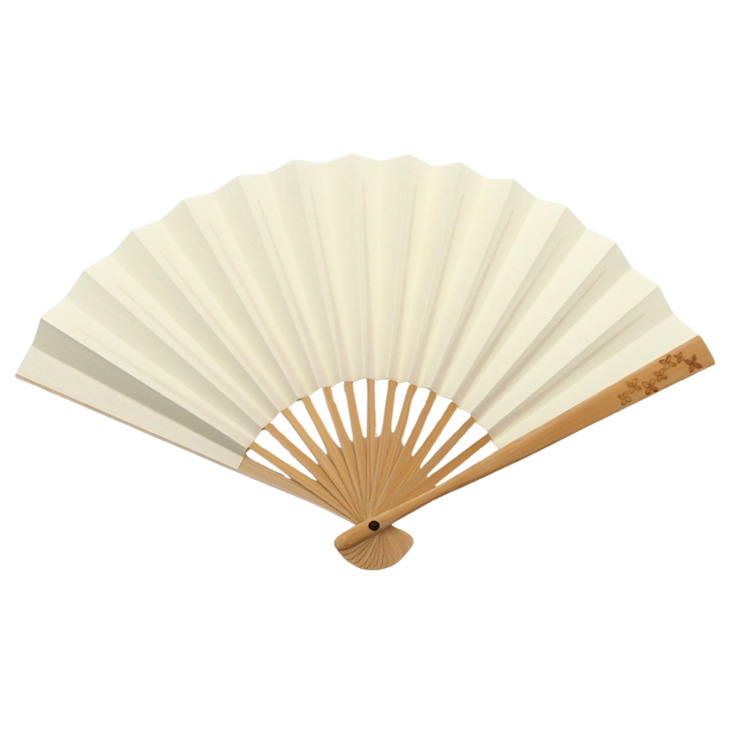 橋爪玲子 銀蒔絵の扇子 「四弁の花」 白竹(生成系)の画像