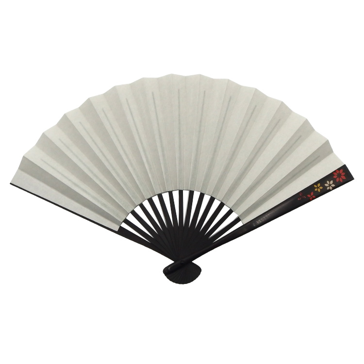 橋爪玲子 漆絵の扇子 「花2・多色」 黒染の竹(黒系)の画像