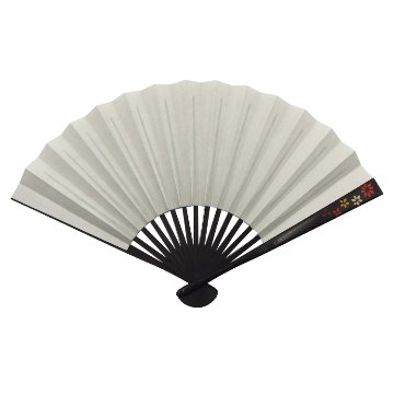 橋爪玲子 漆絵の扇子 「花2・多色」 黒染の竹(黒系)の画像