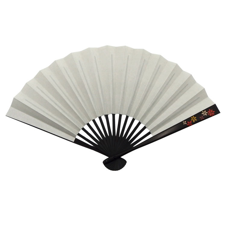 橋爪玲子 漆絵の扇子 「花1・多色」 黒染の竹(黒系)の画像