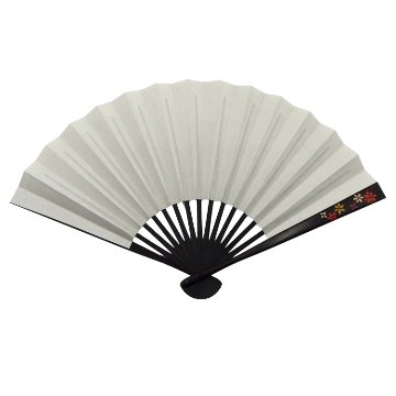 橋爪玲子 漆絵の扇子 「花1・多色」 黒染の竹(黒系)の画像