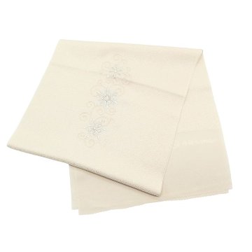 和小物さくら 帯揚げ  雪花銀ちらし 刺繍 白練色（白に近いベージュ系）＜即日発送可＞の画像