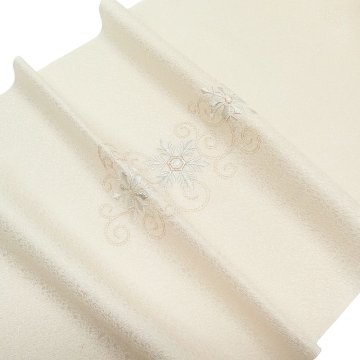 和小物さくら 帯揚げ  雪花銀ちらし 刺繍 白練色（白に近いベージュ系）＜即日発送可＞の画像