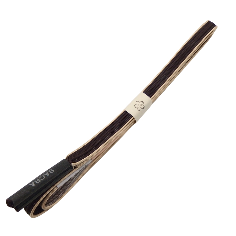 和小物さくら 帯締め 綾竹双葉ぼかし切替 珈琲色から白花色ぼかし 切房 ＜即日発送可＞の画像