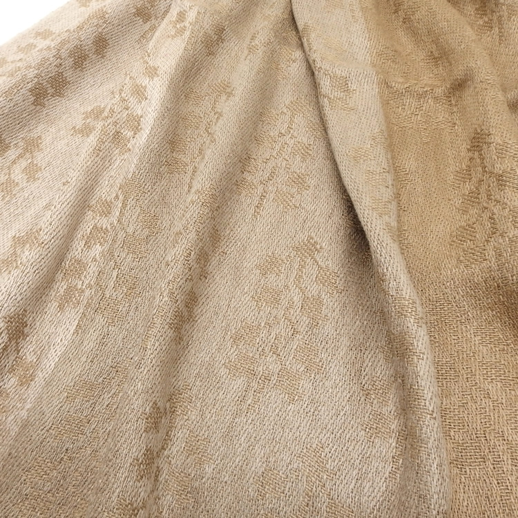 吉野綾 「ダマスク織の大判ショール(ストール)  × ベルフラワー文様」草木染 茶鼠色の画像