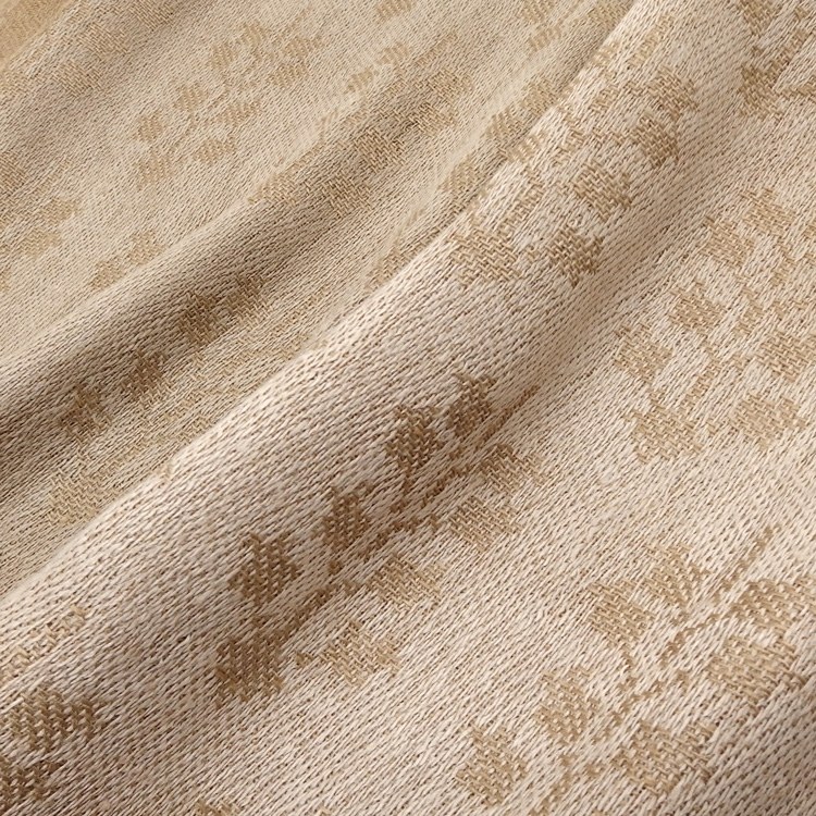 吉野綾 「ダマスク織の大判ショール(ストール)  × ベルフラワー文様」草木染 茶鼠色の画像