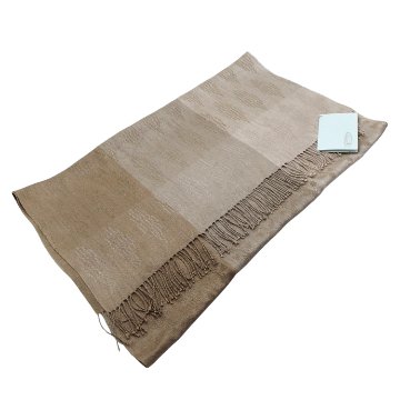 吉野綾 「ダマスク織の大判ショール(ストール)  × ベルフラワー文様」草木染 茶鼠色の画像