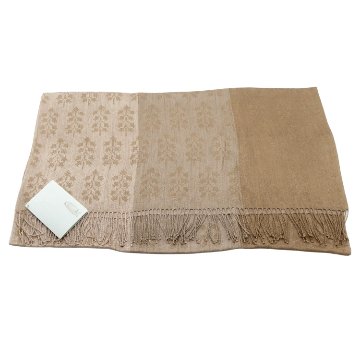 吉野綾 「ダマスク織の大判ショール(ストール)  × ベルフラワー文様」草木染 茶鼠色の画像