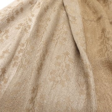 吉野綾 「ダマスク織の大判ショール(ストール)  × ベルフラワー文様」草木染 茶鼠色の画像