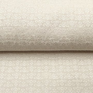 京都丹後の機屋×千成堂着物店 一点もの帯揚げ 「唐草×銀節糸」 絹鼠×銀＜即日発送可＞ の画像