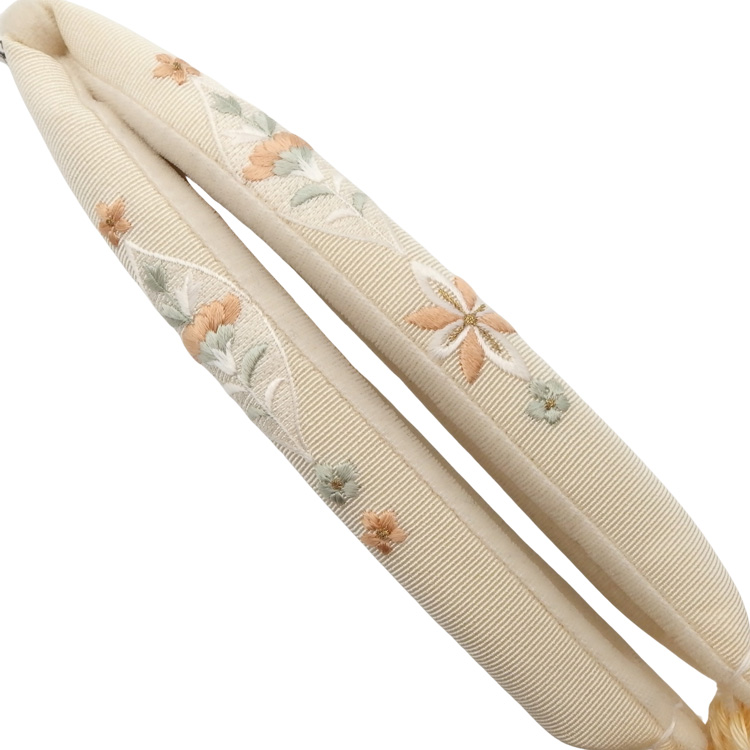 衿秀 鼻緒 花の刺繍 生成色の画像