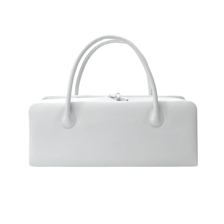 衿秀 利休バッグ 「シャトーブリアン（デュプイ社）の総本革(八寸三分・横長)」千成堂別注 白＜即日発送可＞の画像