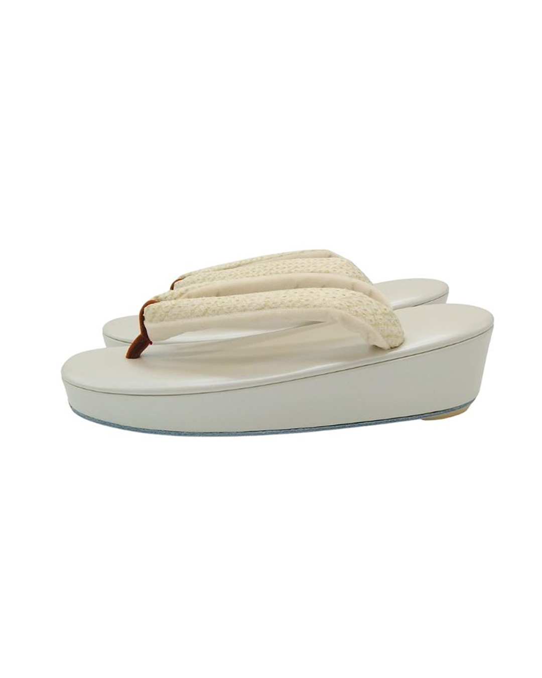 衿秀 草履 「艶けし×絞り染の裂×前坪茶」 千成堂別注 Mサイズ 生成に柳鼠＜即日発送可＞の画像