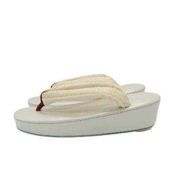 衿秀 草履 「艶けし×絞り染の裂×前坪茶」 千成堂別注 Mサイズ 生成に柳鼠＜即日発送可＞の画像