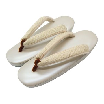 衿秀 草履 「艶けし×絞り染の裂×前坪茶」 千成堂別注 Mサイズ 生成に柳鼠＜即日発送可＞の画像