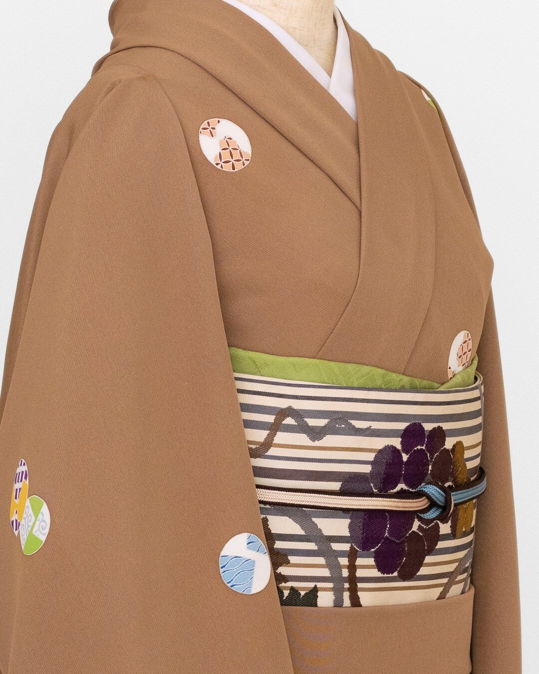 成謙 「円取割付・広幅 千成堂別注」飛び柄小紋 着尺 駱駝色（らくだいろ・茶系）＜お仕立て代込＞の画像