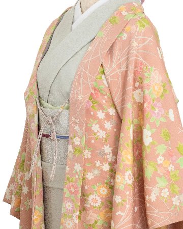 千成堂着物店 「四季花」長羽織 宍色（ししいろ・灰みのピンク系）＜仕立て上がり品・即日発送可＞の画像