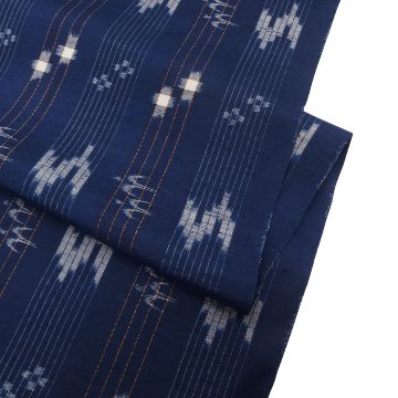 野原広安「本場琉球絣 (手織り・伝統的工芸品)」着尺 濃藍色＜お仕立て代込＞の画像