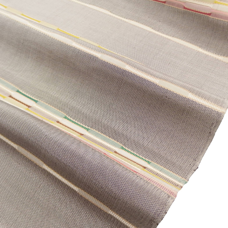 藤山千春 「草木染手織物 吉野間道」 九寸名古屋帯 灰茶系＜お仕立て代込＞の画像