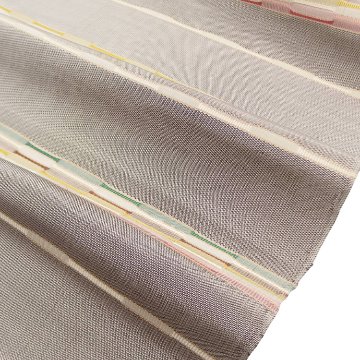 藤山千春 「草木染手織物 吉野間道」 九寸名古屋帯 灰茶系＜お仕立て代込＞の画像