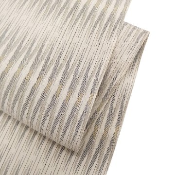 ＜お仕立て代込＞奥順「石下結城縮 経絣 (結城紬)」着尺 生成に灰練色の画像