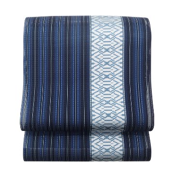 ＜お仕立て代込＞筑前織物「紗窓」博多織 八寸名古屋帯 夏帯～単衣帯 紺の画像