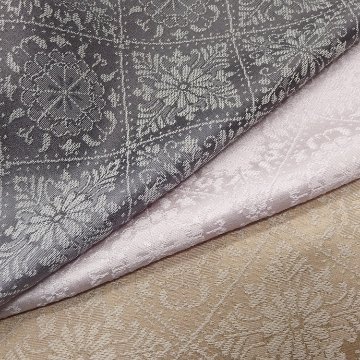 和小物さくら 帯揚げ 華紋格子斜めぼかし 藍墨茶と桜色と胡桃色＜即日発送可＞の画像