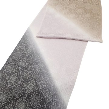 和小物さくら 帯揚げ 華紋格子斜めぼかし 藍墨茶と桜色と胡桃色＜即日発送可＞の画像