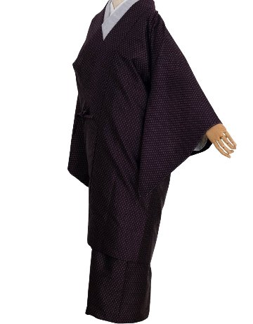 京都西陣の機屋×千成堂着物店「点描」二部式の雨コート 兼 ちりよけ Lサイズ 黒鳶色（紫茶） ＜仕立て上がり・即日発送可＞の画像