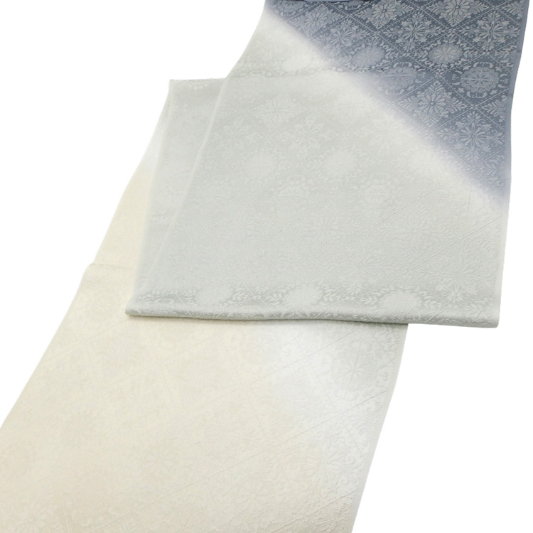 和小物さくら 帯揚げ 華紋格子斜めぼかし 鉄御納戸と白緑と白黄＜即日発送可＞の画像