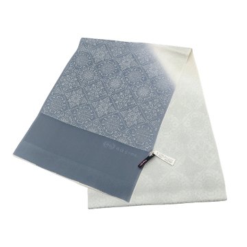 和小物さくら 帯揚げ 華紋格子斜めぼかし 鉄御納戸と白緑と白黄＜即日発送可＞の画像