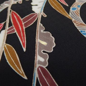 松寿苑「雪持柳」九寸名古屋帯 染め帯 墨黒＜お仕立て代込＞の画像