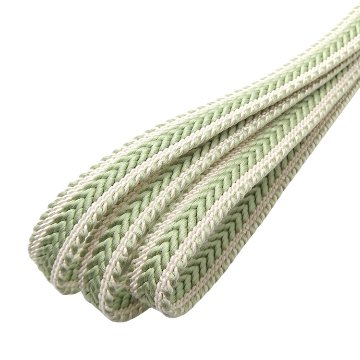 中村航太（中村正）「矢羽根」 手組綾竹二十玉 撚り房 夏帯締め・単衣にも 白緑と白よごし＜即日発送可＞の画像