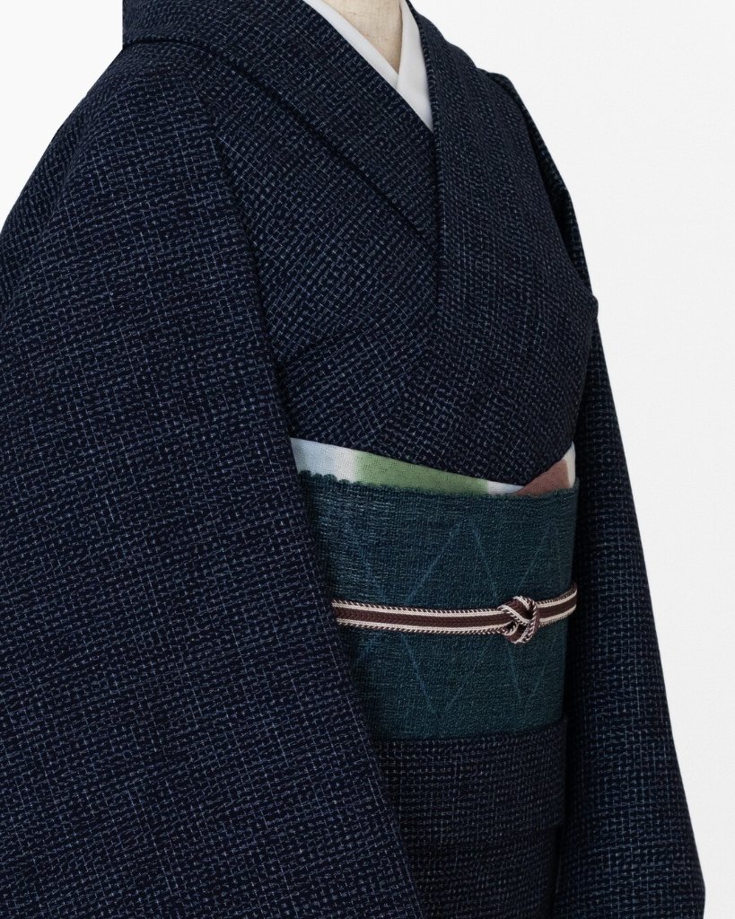 久留米絣「文人絣」着尺 濃紺＜お仕立て代込＞の画像