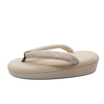 千成堂着物店 「総本革の洒落草履×組紐」 Lサイズ 白練色（グレー系ベージュ）＜即日発送可＞の画像