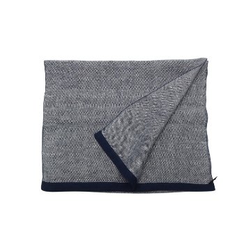 Kameli apartment（カメリ アパートメント）「紺×白」手織り大判ストール（ショール）リネン ＜即日発送可＞の画像