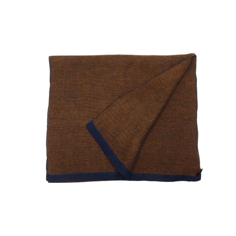Kameli apartment（カメリ アパートメント）「茶×紺」手織り大判ストール（ショール）リネン ＜即日発送可＞の画像