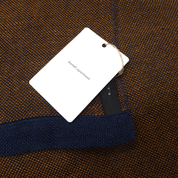 Kameli apartment（カメリ アパートメント）「茶×紺」手織り大判ストール（ショール）リネン ＜即日発送可＞の画像
