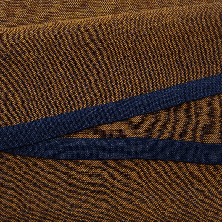 Kameli apartment（カメリ アパートメント）「茶×紺」手織り大判ストール（ショール）リネン ＜即日発送可＞の画像