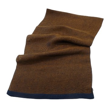 Kameli apartment（カメリ アパートメント）「茶×紺」手織り大判ストール（ショール）リネン ＜即日発送可＞の画像