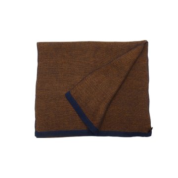 Kameli apartment（カメリ アパートメント）「茶×紺」手織り大判ストール（ショール）リネン ＜即日発送可＞の画像