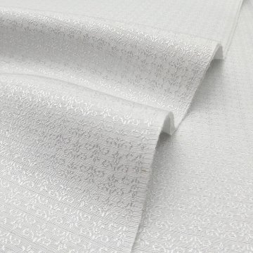 京都丹後の機屋×千成堂着物店 一点もの帯揚げ 「唐草×銀節糸」 月白×銀＜即日発送可＞ の画像