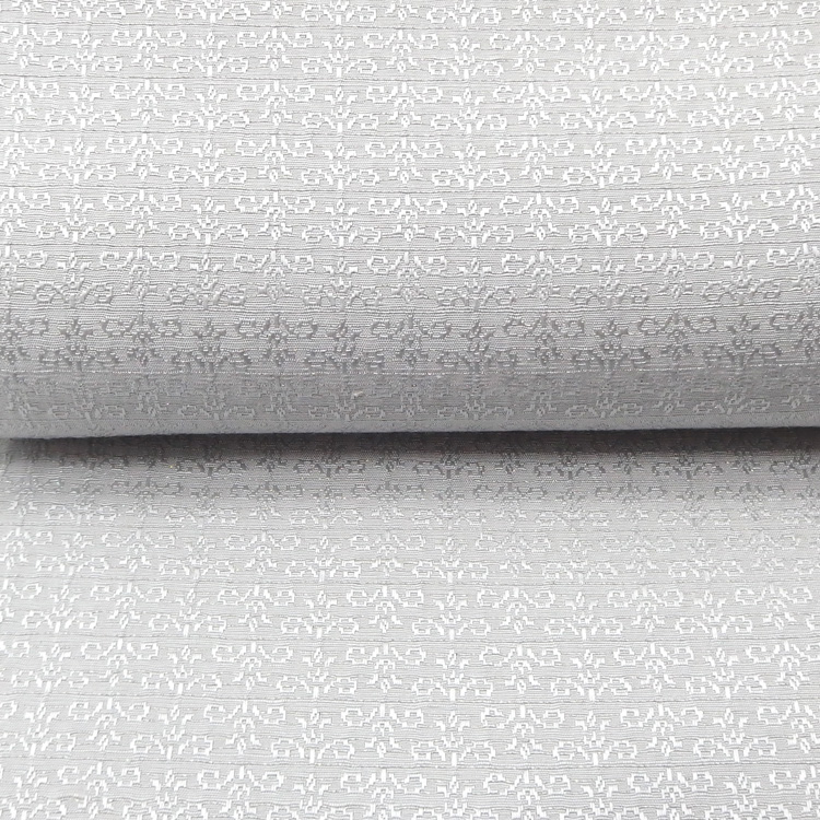 京都丹後の機屋×千成堂着物店 一点もの帯揚げ 「唐草×銀節糸」 白鼠×銀＜即日発送可＞ の画像