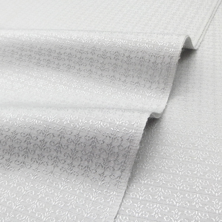 京都丹後の機屋×千成堂着物店 一点もの帯揚げ 「唐草×銀節糸」 白鼠×銀＜即日発送可＞ の画像