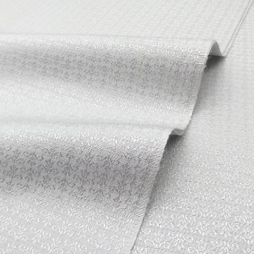 京都丹後の機屋×千成堂着物店 一点もの帯揚げ 「唐草×銀節糸」 白鼠×銀＜即日発送可＞ の画像