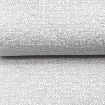 京都丹後の機屋×千成堂着物店 一点もの帯揚げ 「唐草×銀節糸」 白鼠×銀＜即日発送可＞ の画像