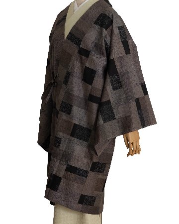 千成堂着物店 「大島紬」 バチ衿の道中着コート 墨茶＜仕立て上がり品・即日発送可＞の画像