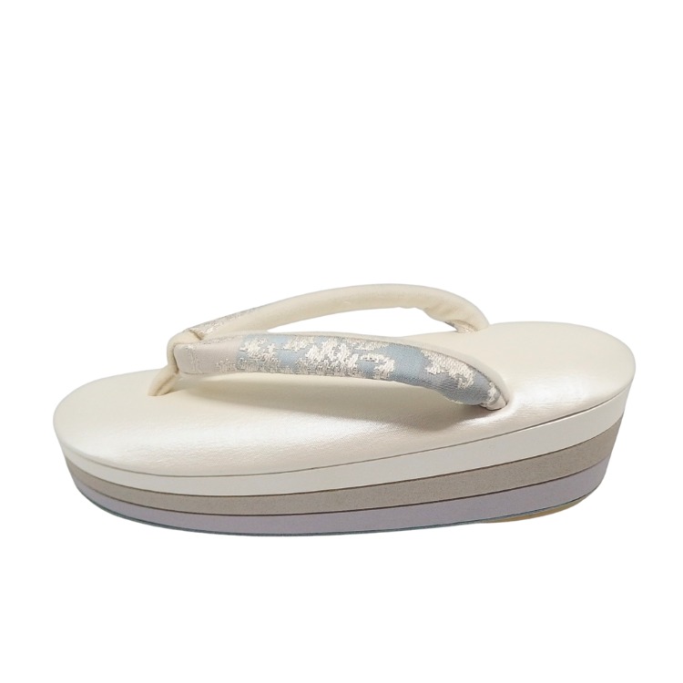 千成堂着物店「雪」段重ね草履 Lサイズ ＜即日発送可＞の画像