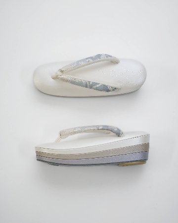 千成堂着物店「雪」段重ね草履 Lサイズ ＜即日発送可＞の画像