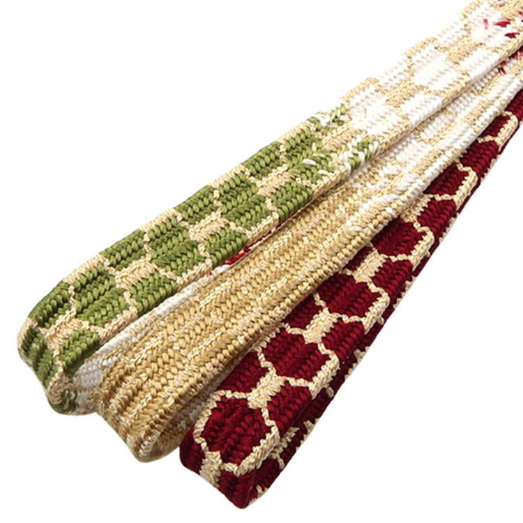 渡敬 帯締め 貝ノ口亀甲段ぼかし 濃紅から松葉色と白と砂色に金糸 ＜即日発送可＞の画像